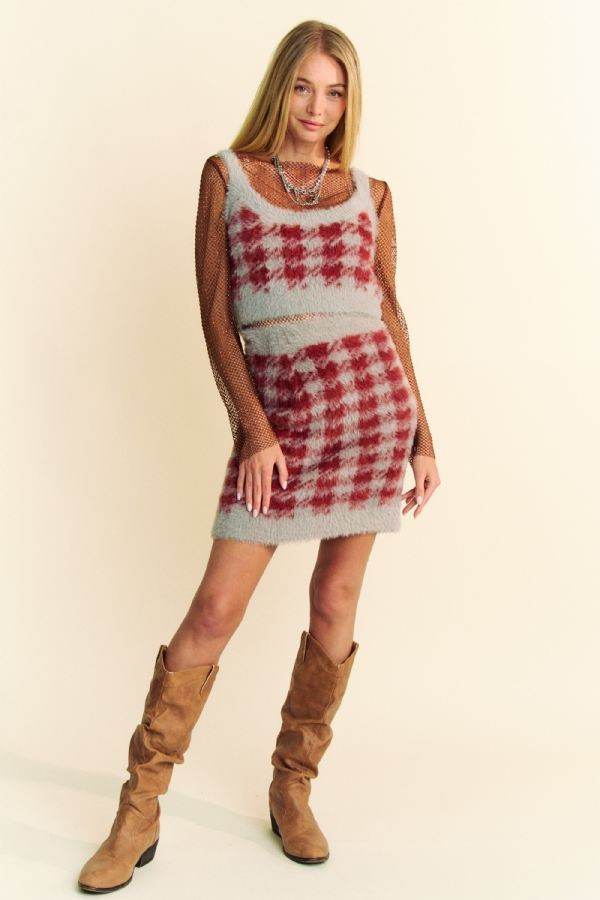 Davi & Dani Scoop Neck Wide Strap Top and Skirt Sweater Set - DaTrendStore.Com