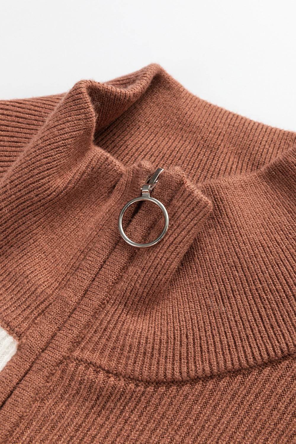 Striped Quarter Zip Cap Sleeve Sweater Dress - DaTrendStore.Com