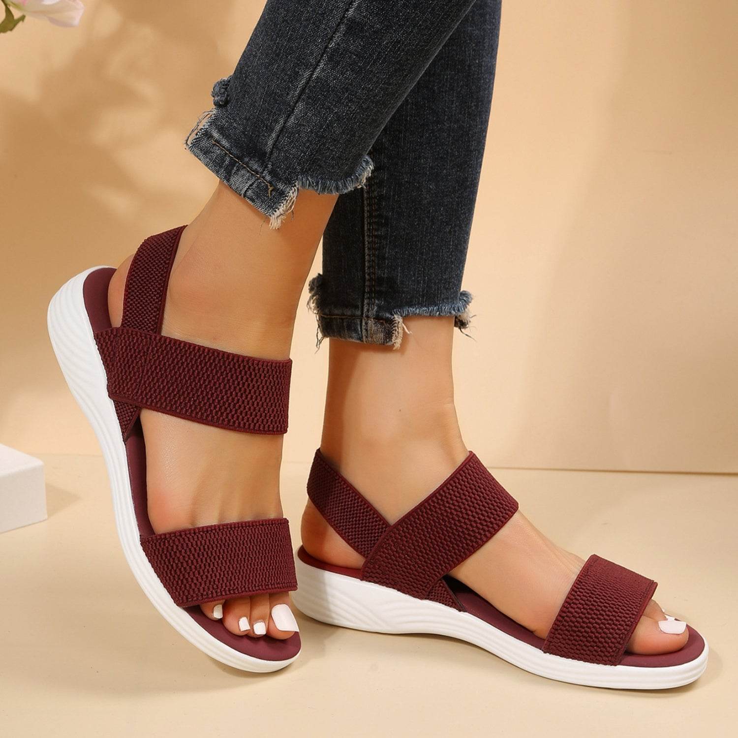 Rubber Open Toe Low Heel Sandals - DaTrendStore.Com