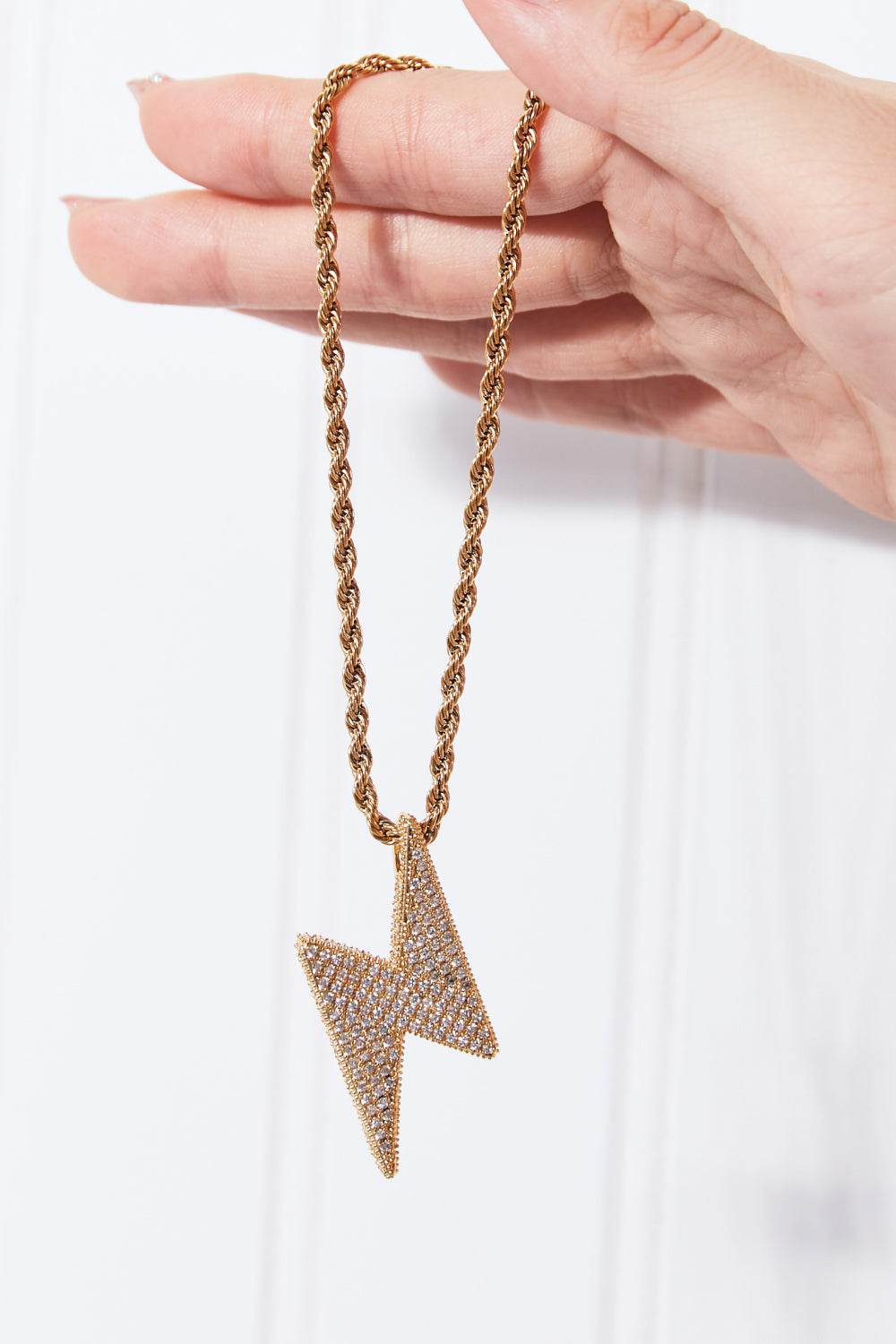 Brass Lightning Pendant Necklace - DaTrendStore.Com