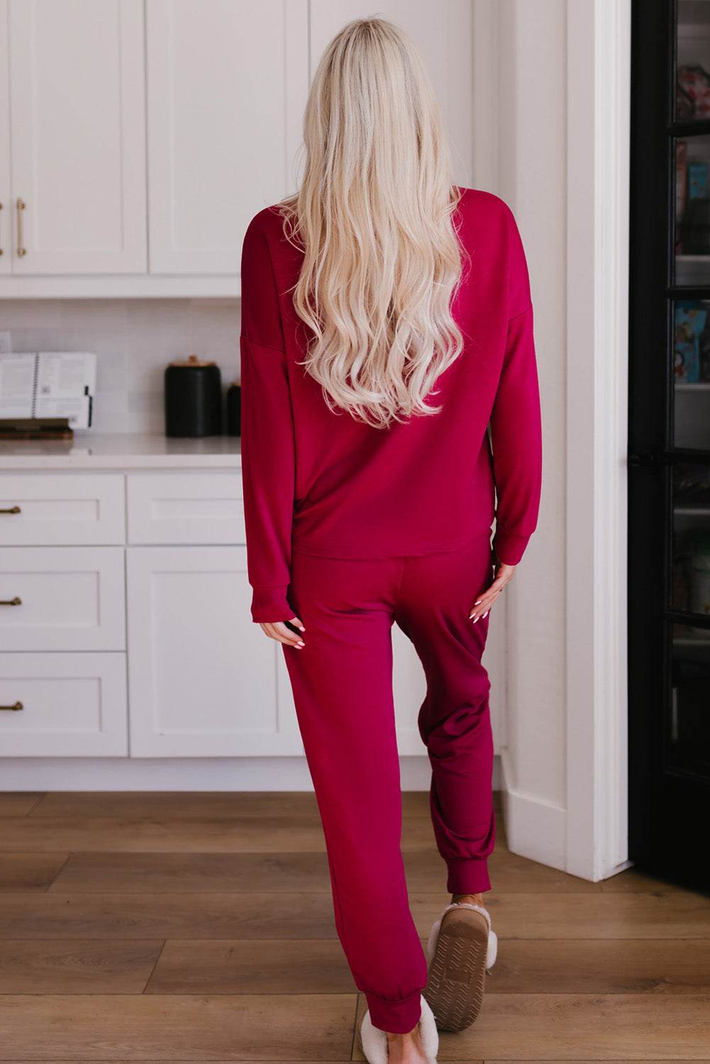 Round Neck Top and Drawstring Pants Lounge Set - DaTrendStore.Com
