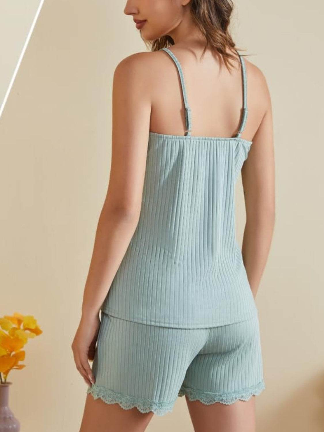 Ribbed Scoop Neck Top and Shorts Lounge Set - DaTrendStore.Com