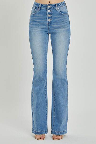 RISEN Full Size High Rise Button Fly Bootcut Jeans - DaTrendStore.Com
