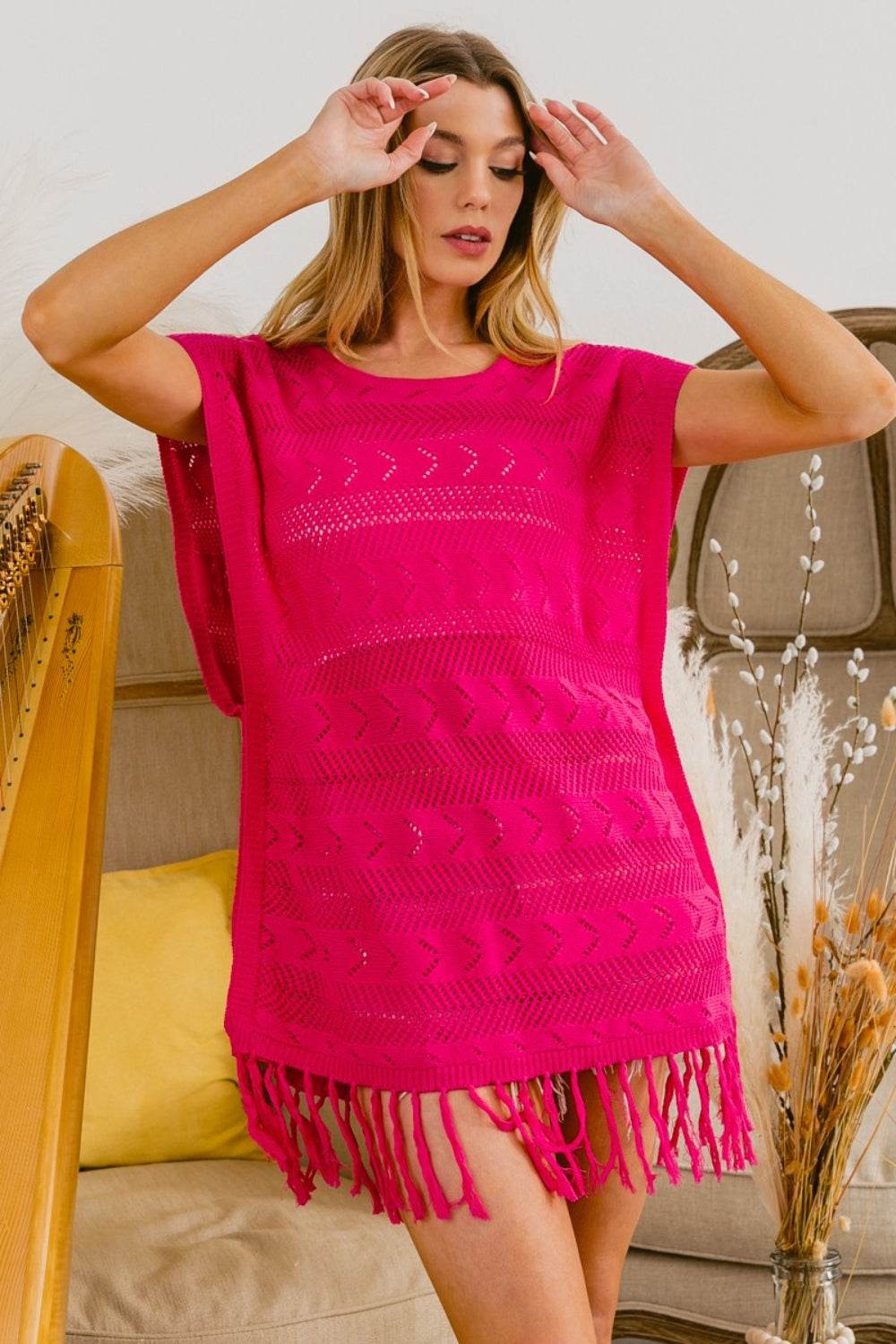 BiBi Fringed Hem Knit Top - DaTrendStore.Com