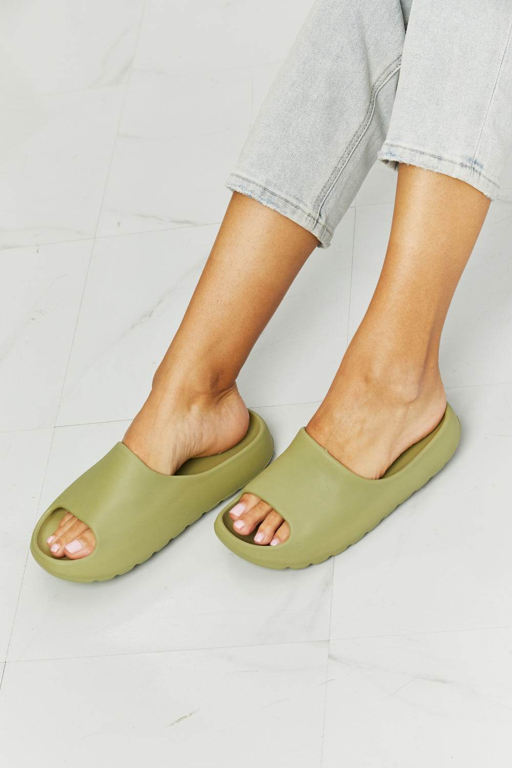NOOK JOI In My Comfort Zone Slides in Green - DaTrendStore.Com