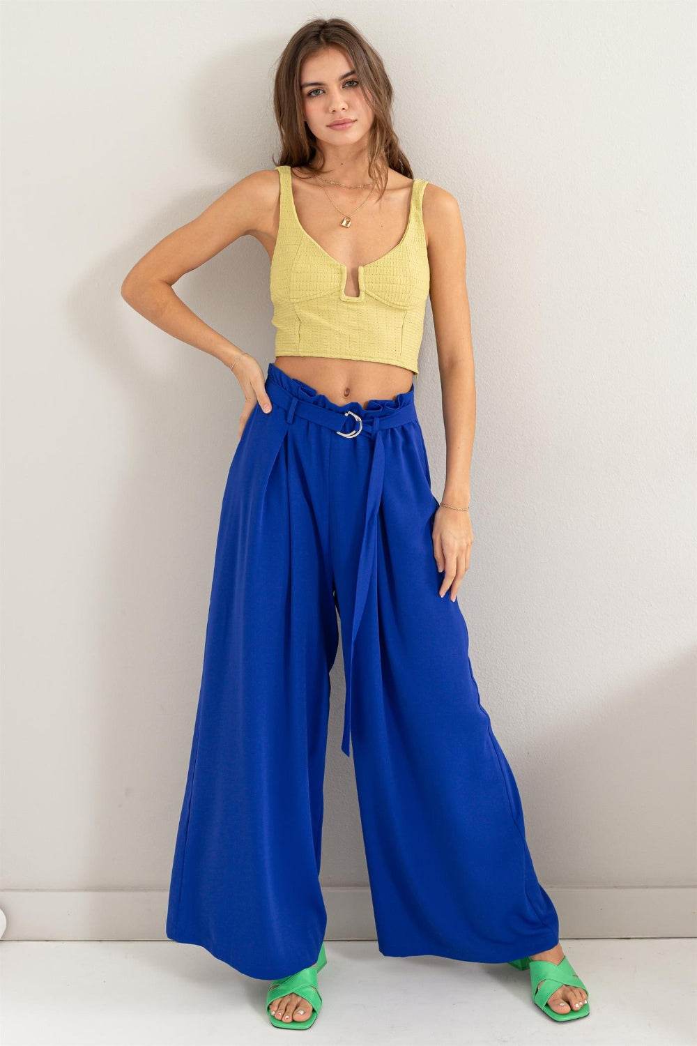 HYFVE Paperbag Waist Wide Leg Pants - DaTrendStore.Com