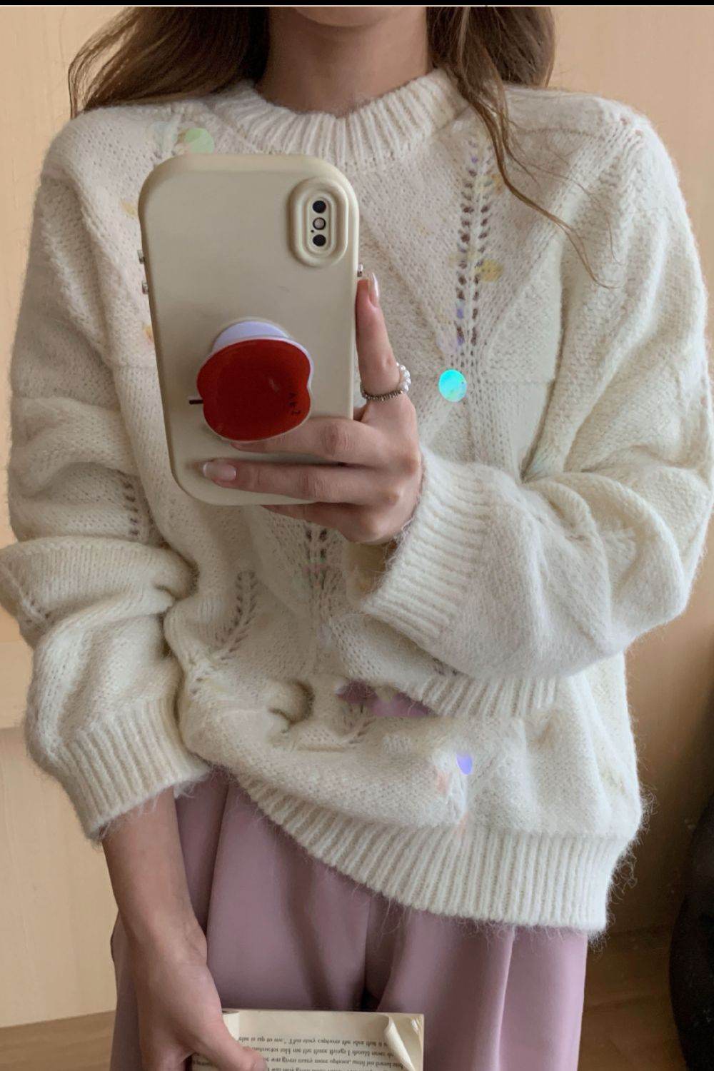 Sequin Round Neck Long Sleeve Sweater - DaTrendStore.Com
