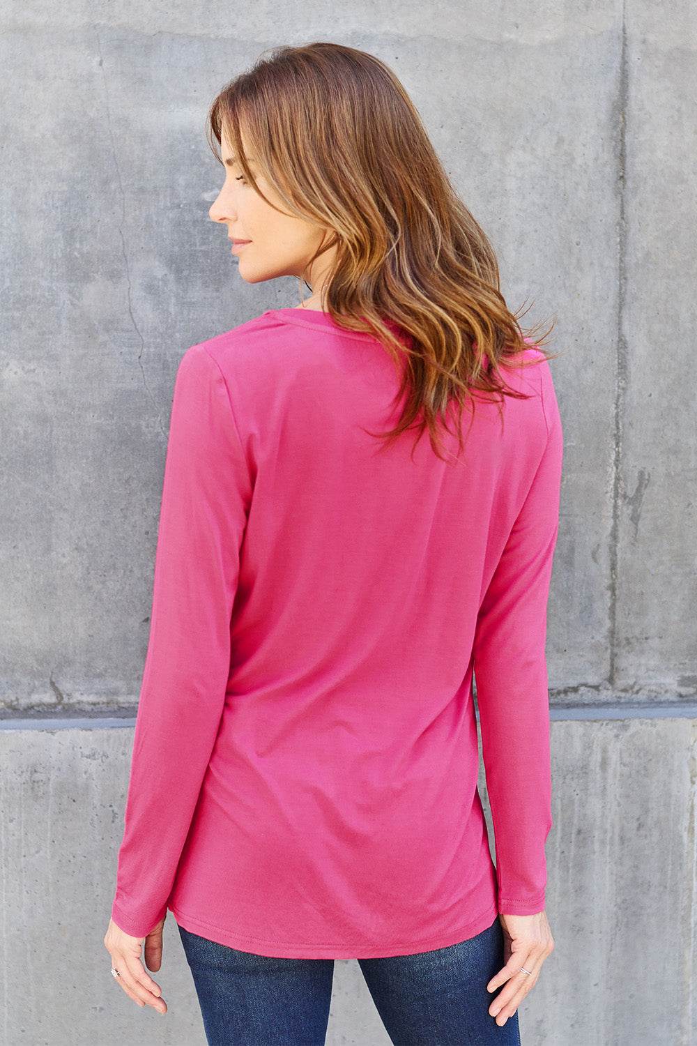 Basic Bae Full Size V-Neck Long Sleeve Top - DaTrendStore.Com