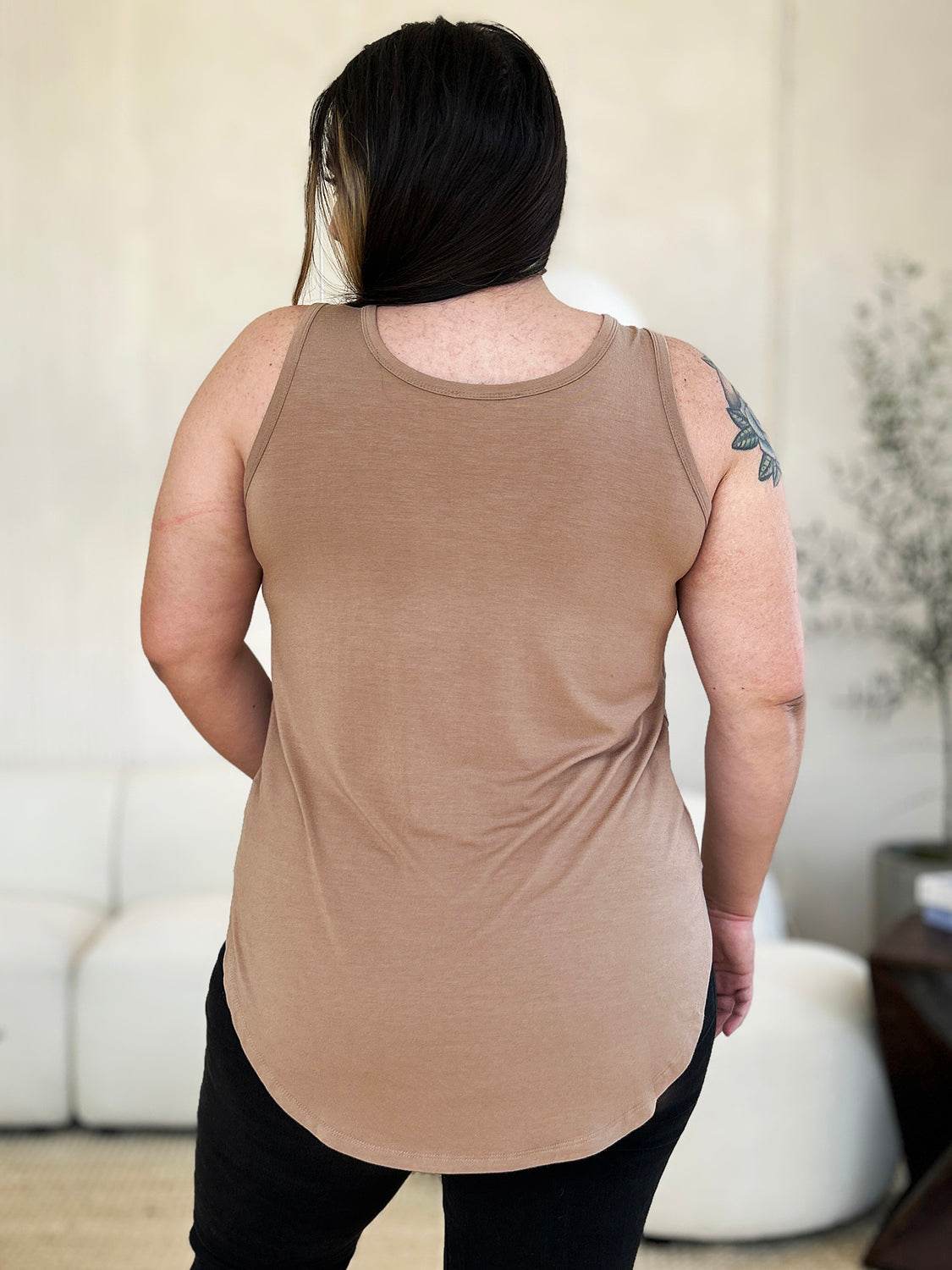 Basic Bae Full Size Round Neck Curved Hem Tank - DaTrendStore.Com