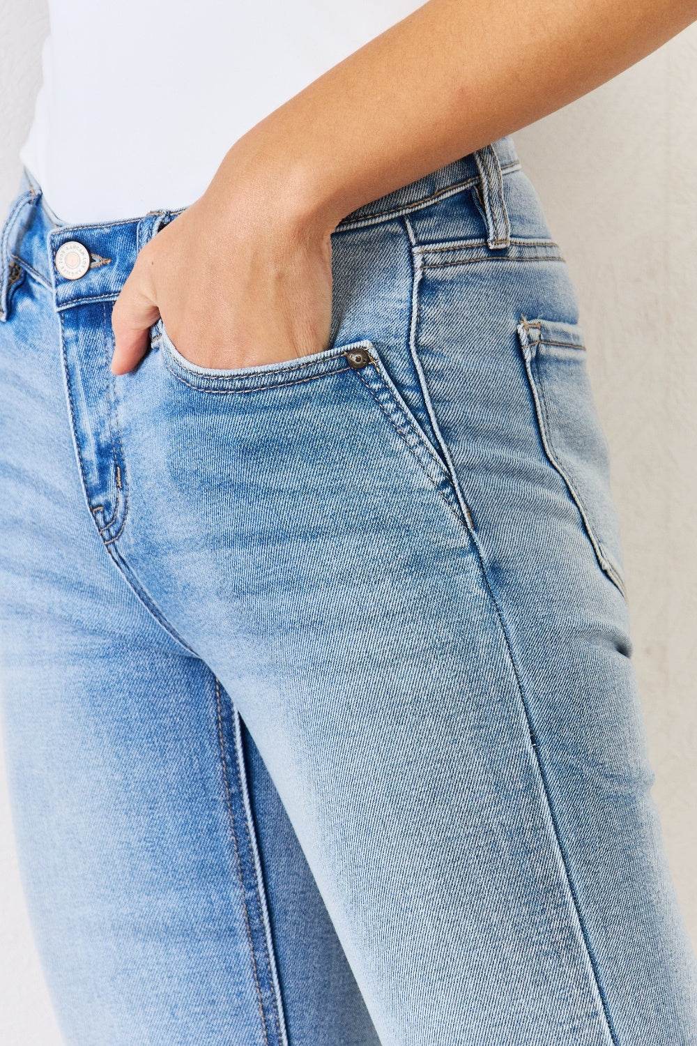 Kancan Full Size Mid Rise Y2K Slit Bootcut Jeans - DaTrendStore.Com