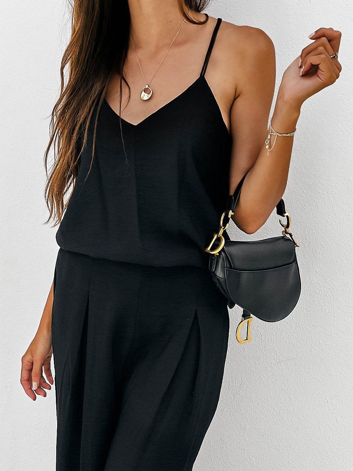 Spaghetti Strap Cami and Wide Leg Pants Set - DaTrendStore.Com