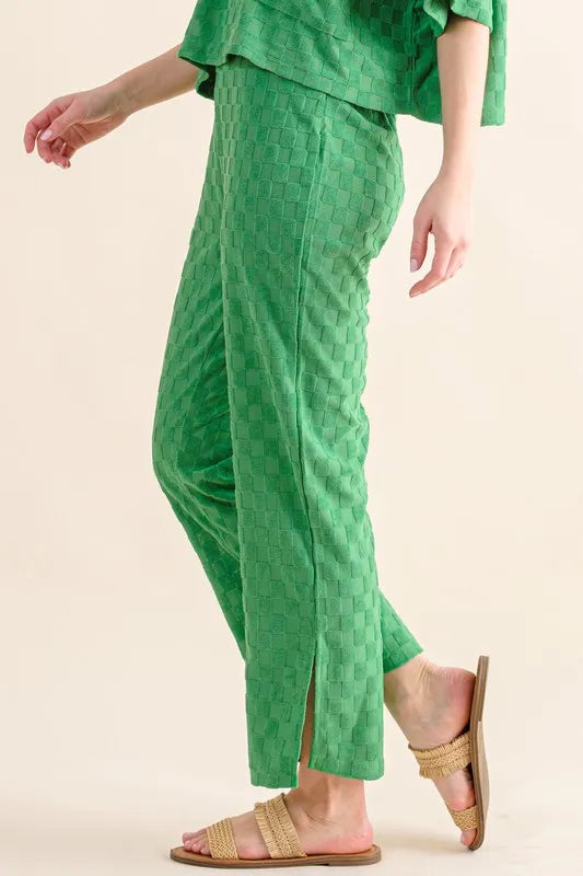 And The Why Green Checkerboard Casual Pants
