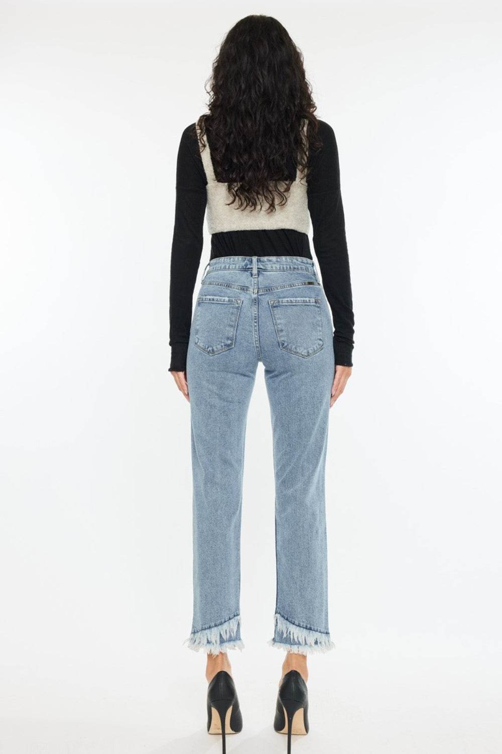 Kancan Raw Hem High Rise Straight Jeans - DaTrendStore.Com
