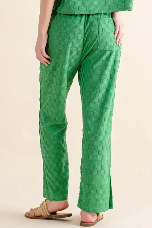 And The Why Green Checkerboard Casual Pants