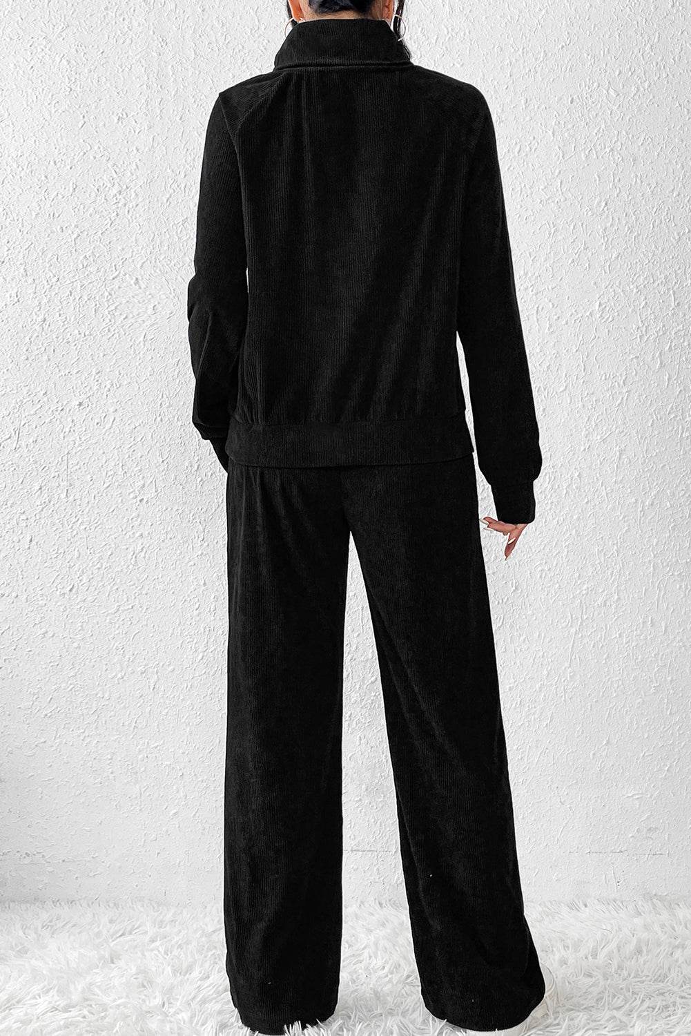Ribbed Long Sleeve Top and Pants Set - DaTrendStore.Com