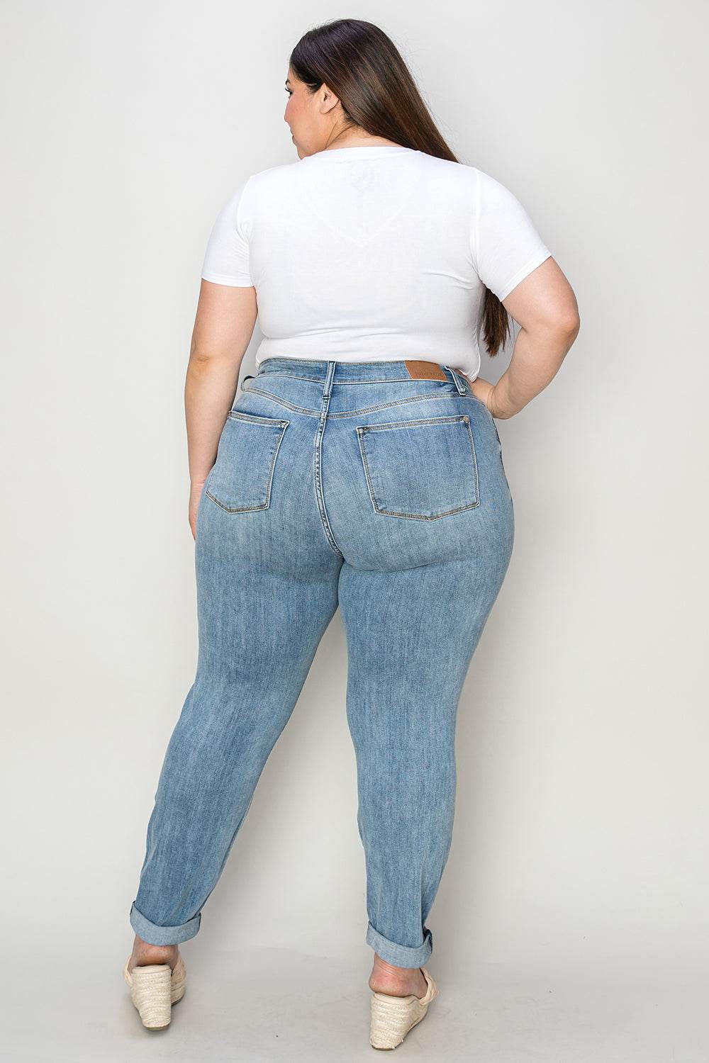 Judy Blue Full Size Cuffed Hem Slim Jeans - DaTrendStore.Com