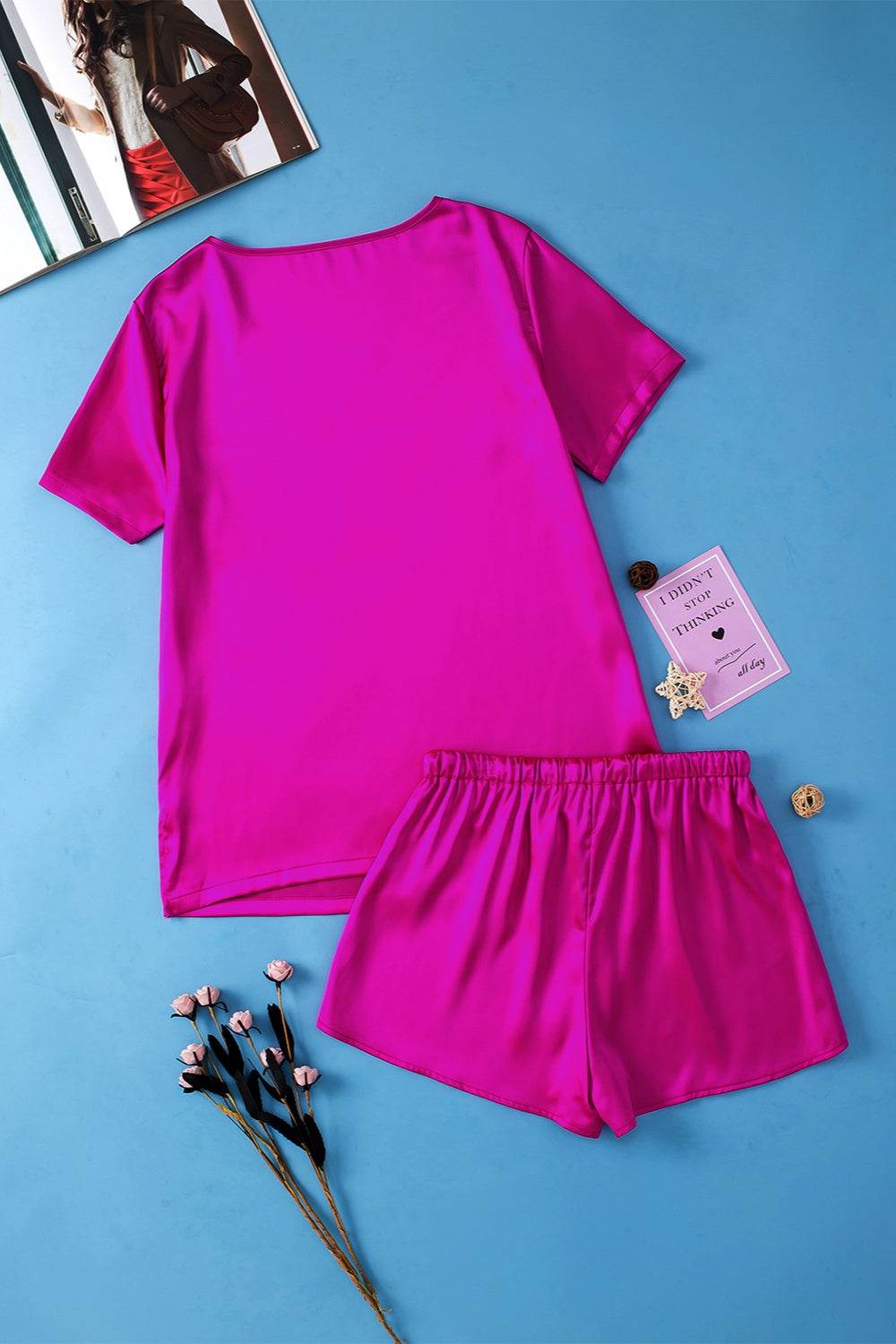 V-Neck Short Sleeve Top and Shorts Set - DaTrendStore.Com