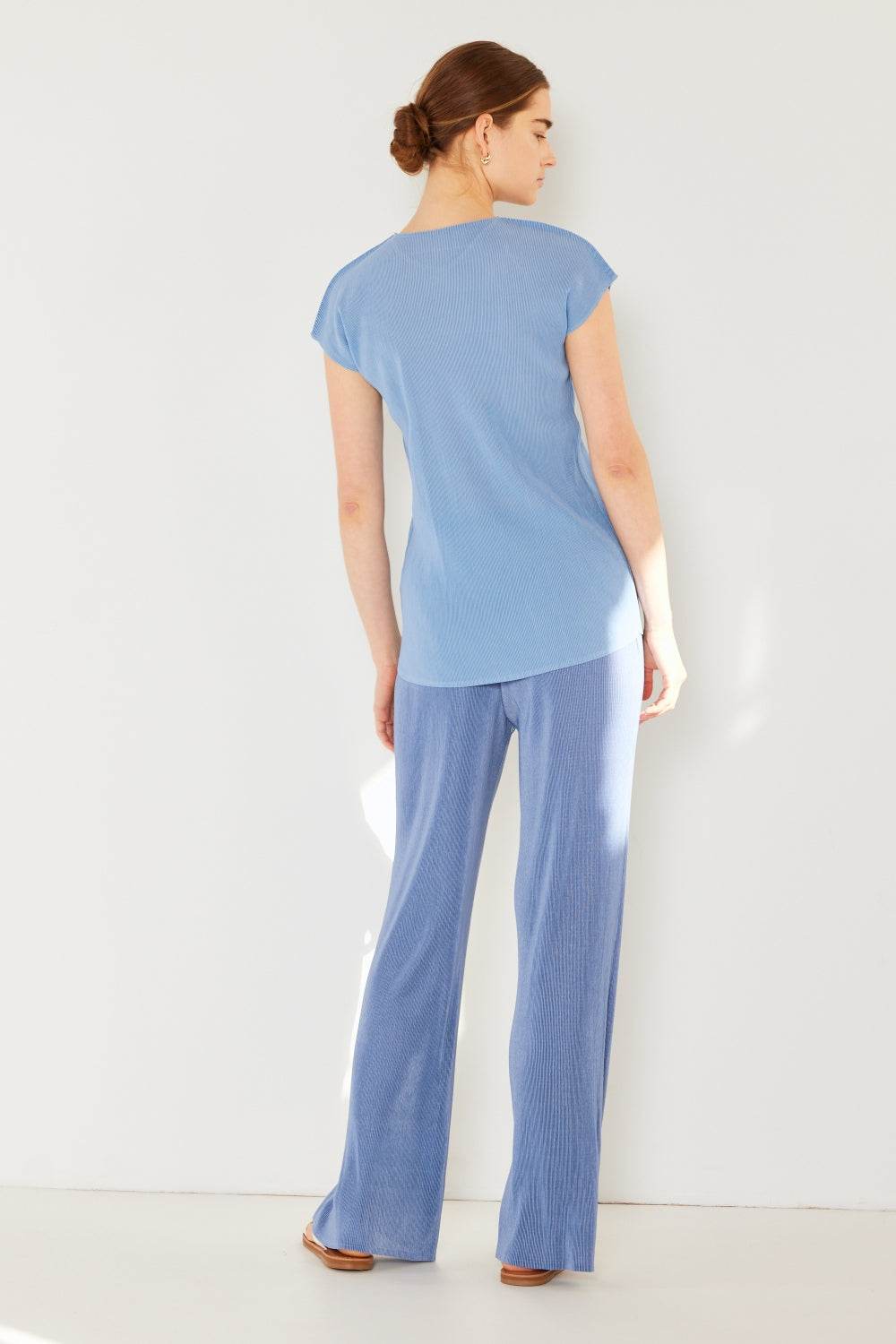 Marina West Swim Rib Pleated Cap Sleeve Top - DaTrendStore.Com