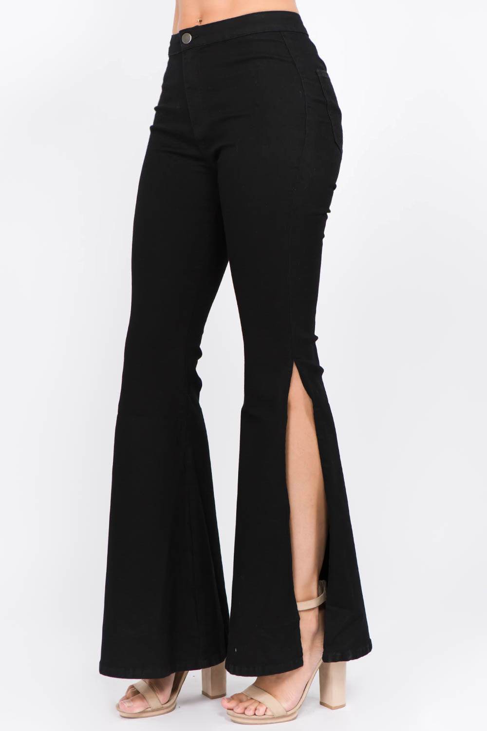 American Bazi Side Slit Flare Jeans - DaTrendStore.Com