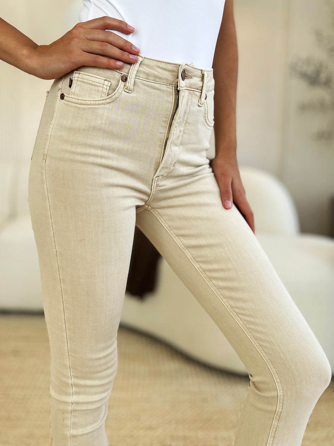 Judy Blue Full Size Garment Dyed Tummy Control Skinny Jeans - DaTrendStore.Com