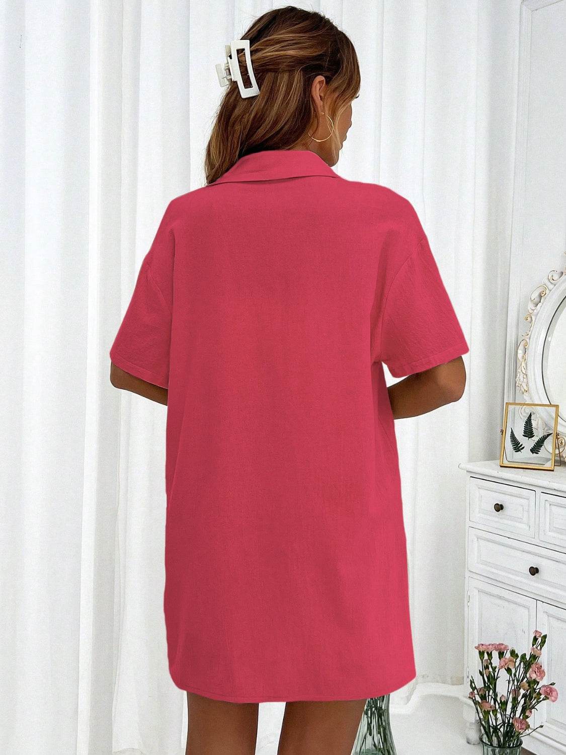 Honey Button Up Half Sleeve Top and Shorts Set - DaTrendStore.Com