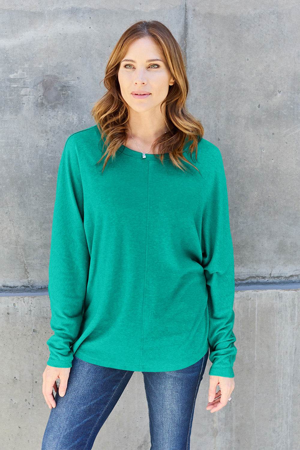 Double Take Full Size Round Neck Long Sleeve T-Shirt - DaTrendStore.Com