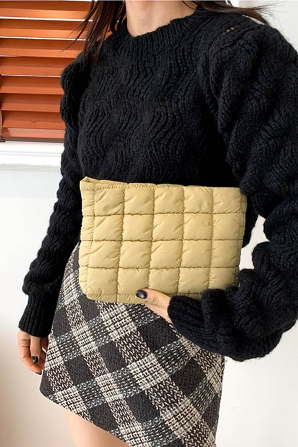 Zenana Quilted Puffy Pouch Clutch Bag - DaTrendStore.Com