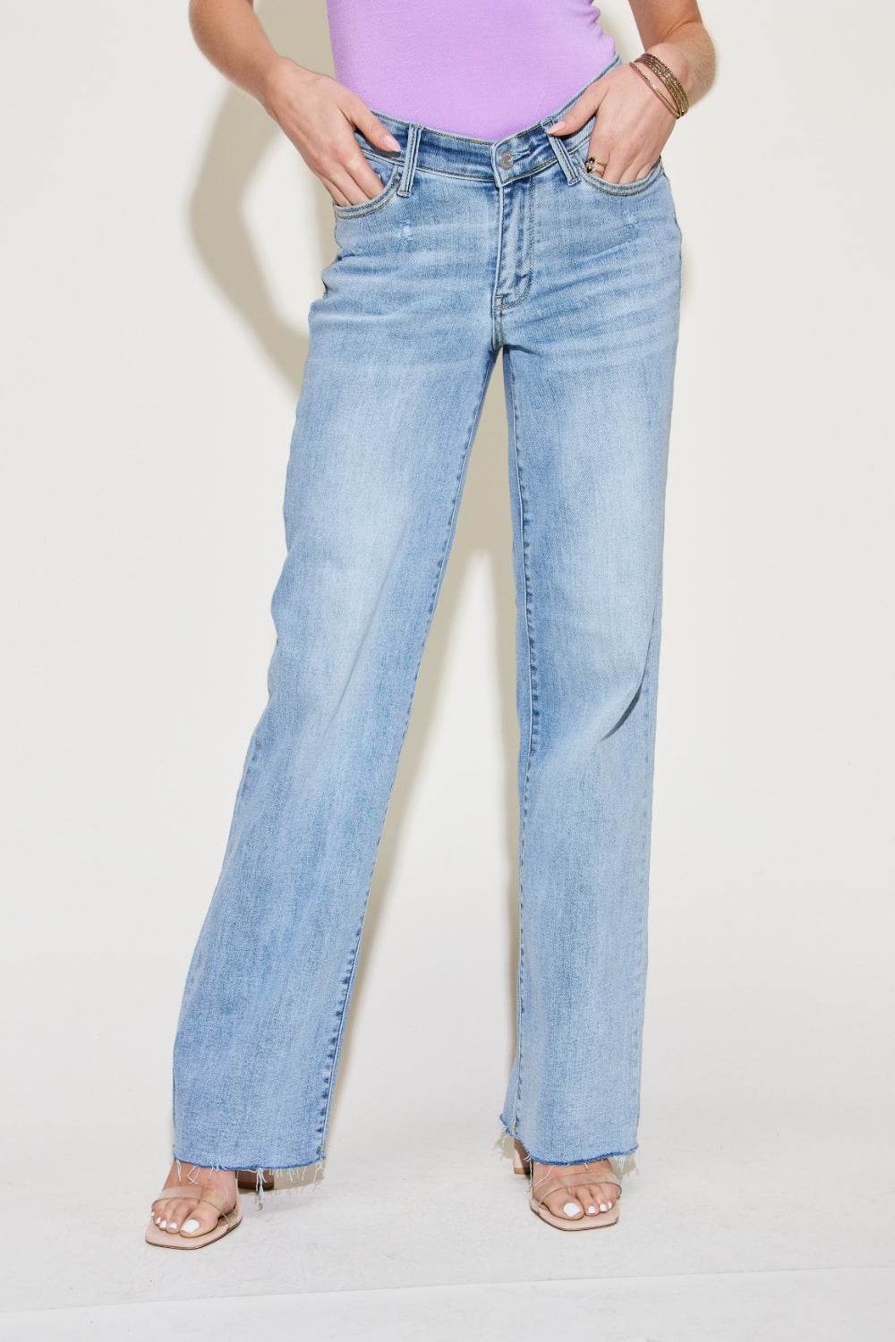 Judy Blue Full Size V Front Waistband Straight Jeans - DaTrendStore.Com