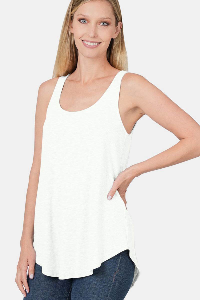 Zenana Round Neck Curved Hem Tank - DaTrendStore.Com