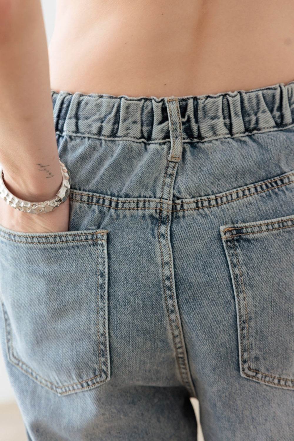 Litz La Washed Barrel Leg High Waist Distressed Jeans - DaTrendStore.Com