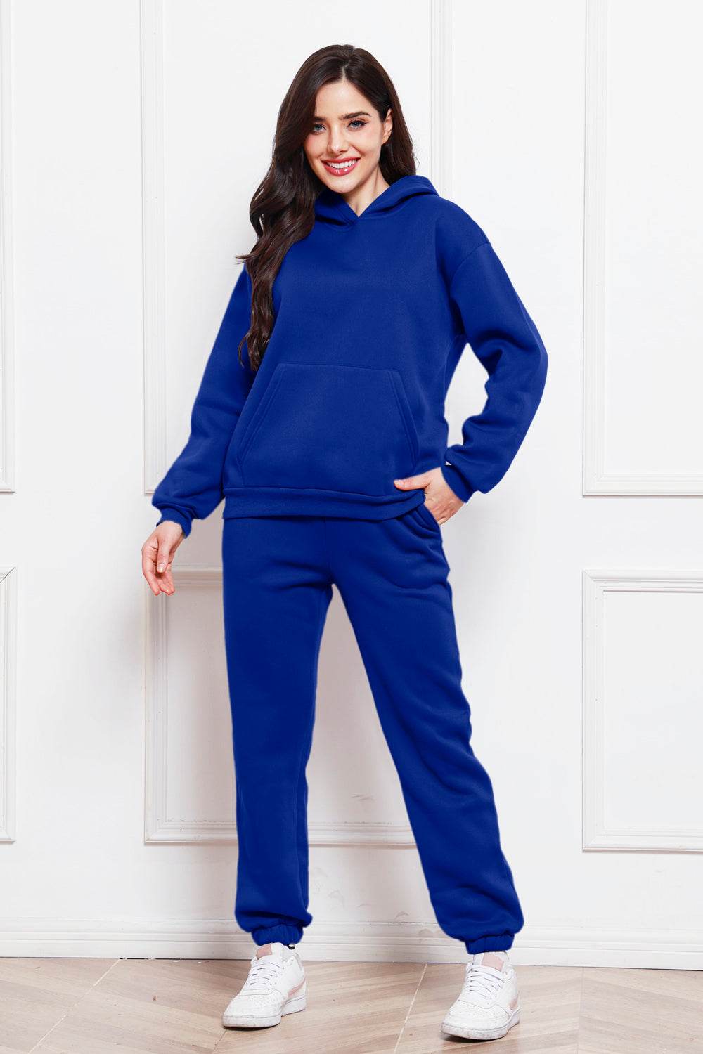 Drop Shoulder Long Sleeve Hoodie and Pants Set - DaTrendStore.Com