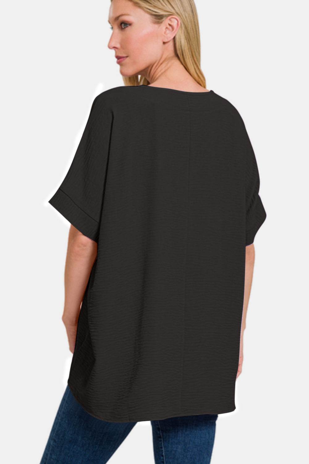 Zenana Full Size V-Neck Short Sleeve Top - DaTrendStore.Com