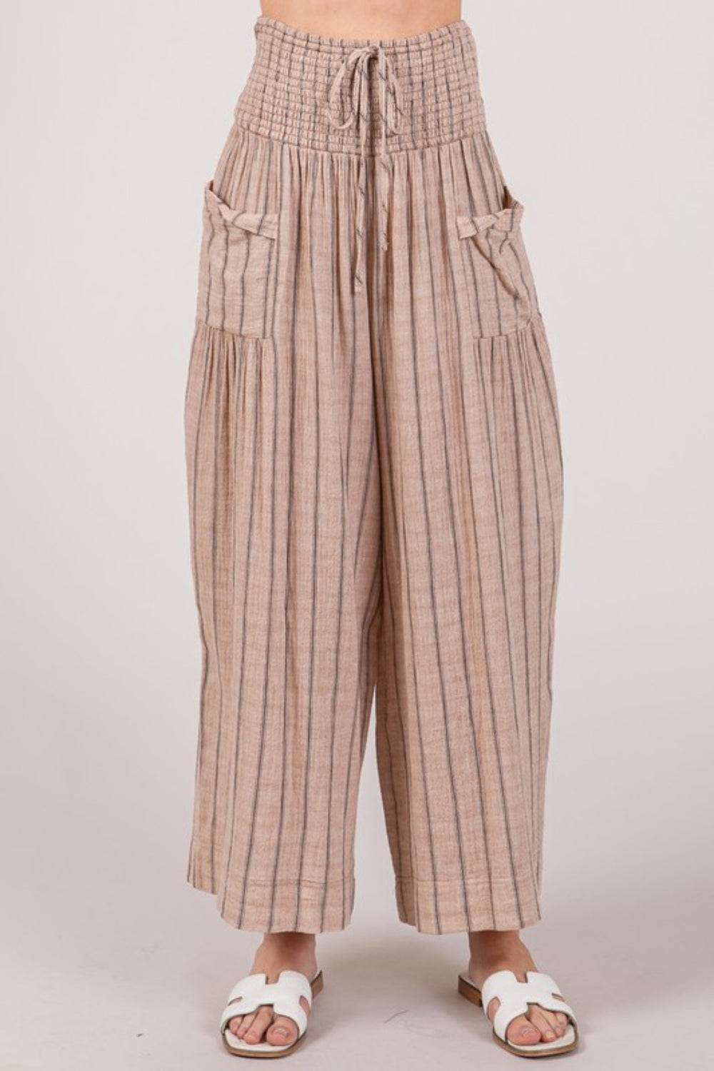 SAGE + FIG Cotton Gauze Wash Stripe Pants - DaTrendStore.Com