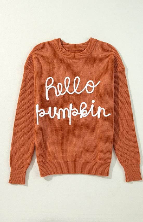 Letter Graphic Round Neck Long Sleeve Sweater - DaTrendStore.Com