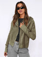 Waffle-Knit Dropped Shoulder Hooded Jacket