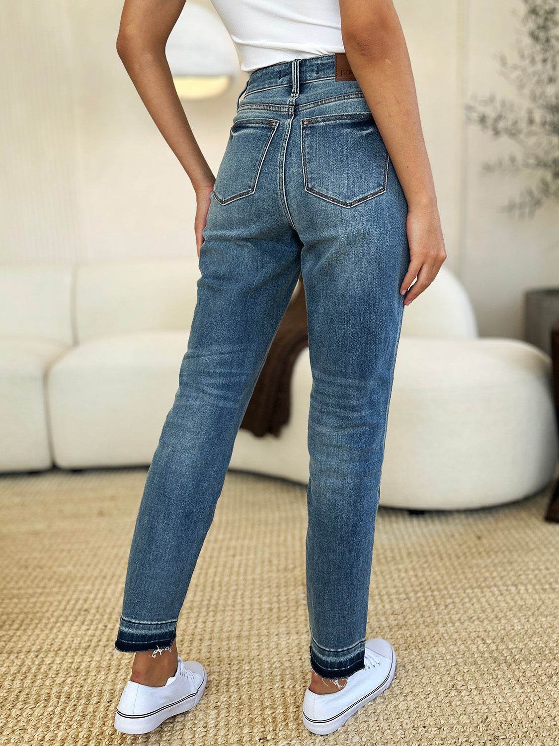 Judy Blue Full Size Mid Rise Rigid Magic Release Hem Jeans - DaTrendStore.Com