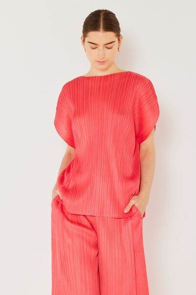 Marina West Swim Rib Pleated Oversized Dolman Sleeve Top - DaTrendStore.Com