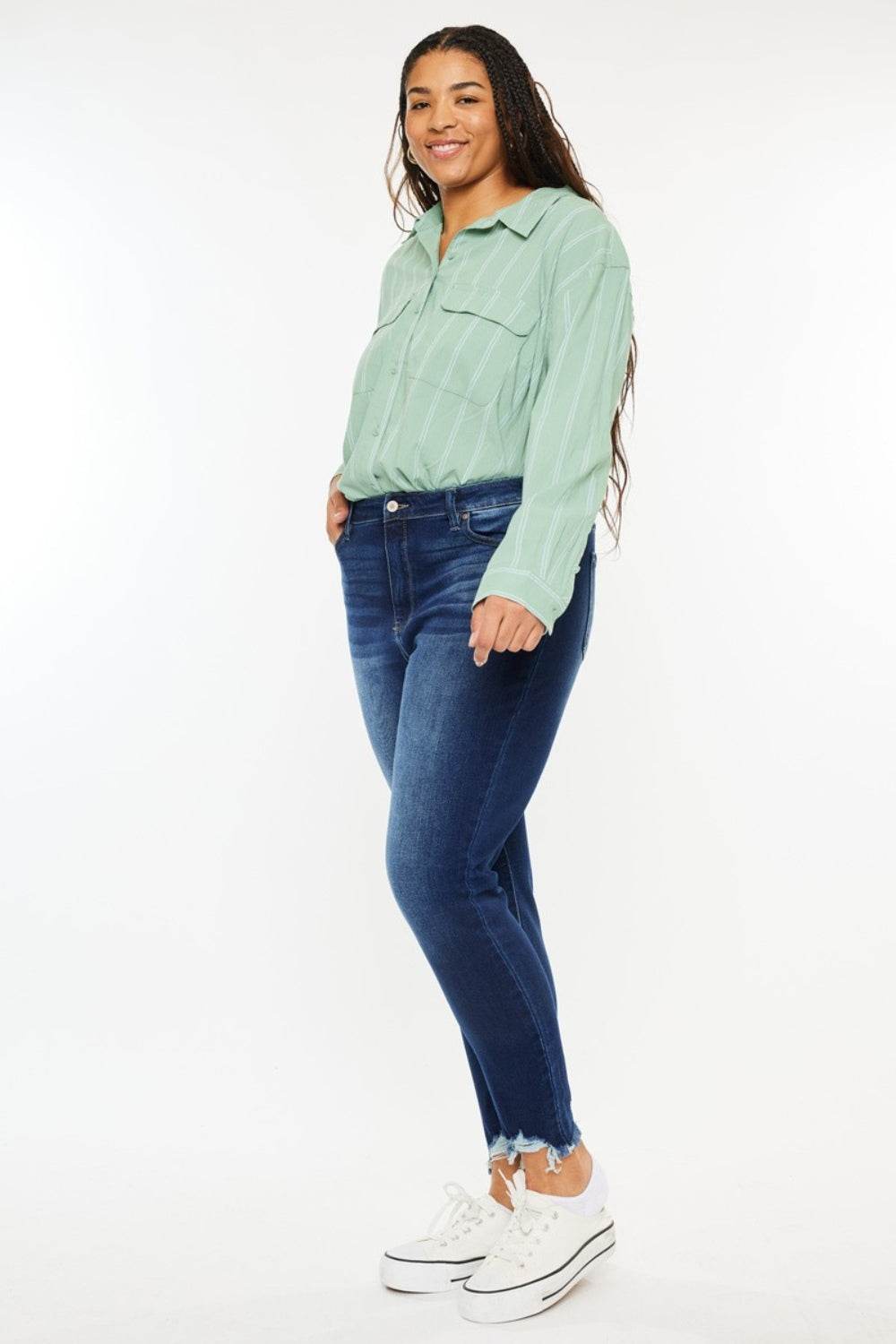 Kancan Full Size High Rise Frayed Ankle Skinny Jeans - DaTrendStore.Com