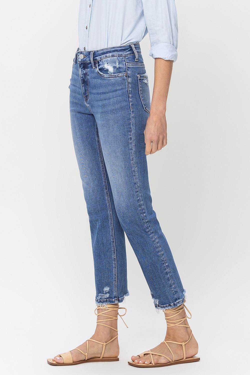 Lovervet High Rise Raw Hem Straight Jeans - DaTrendStore.Com