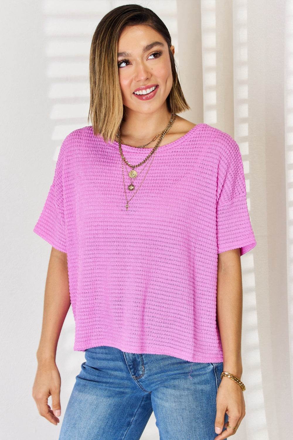 Zenana Full Size Round Neck Short Sleeve Top - DaTrendStore.Com