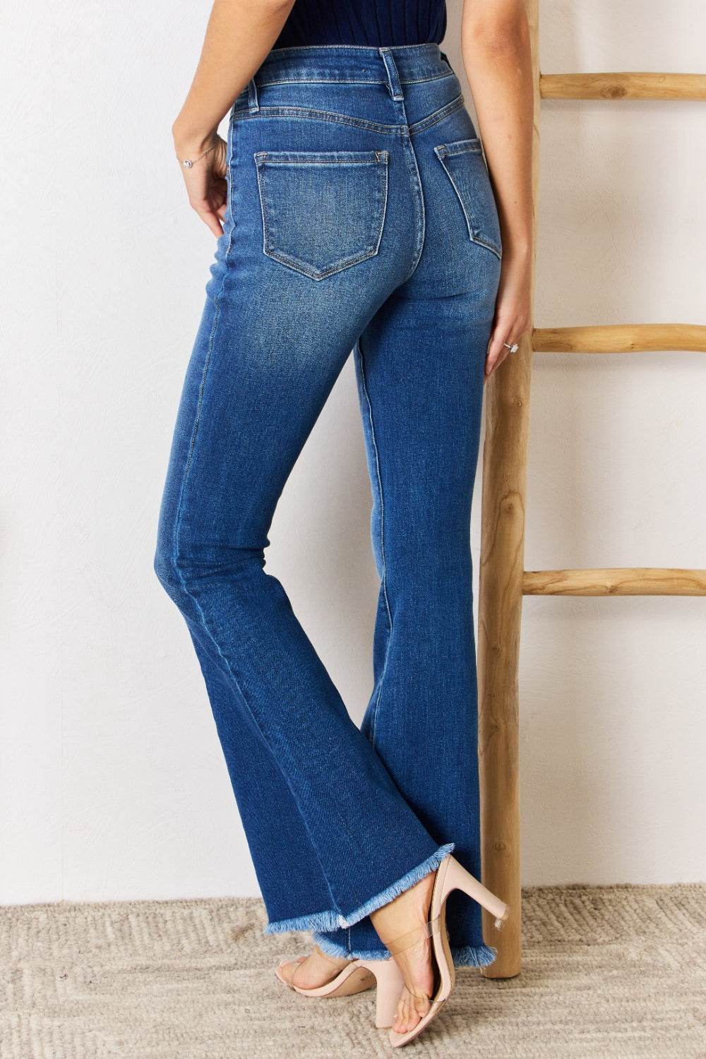 Kancan High Rise Raw Hem Flare Jeans - DaTrendStore.Com