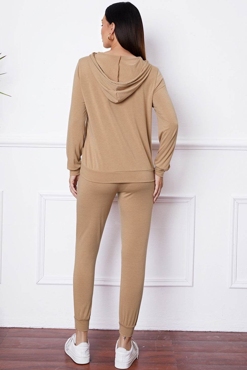 SHUT UP AND KISS ME Lip Graphic Hooded Top and Drawstring Pants Set - DaTrendStore.Com