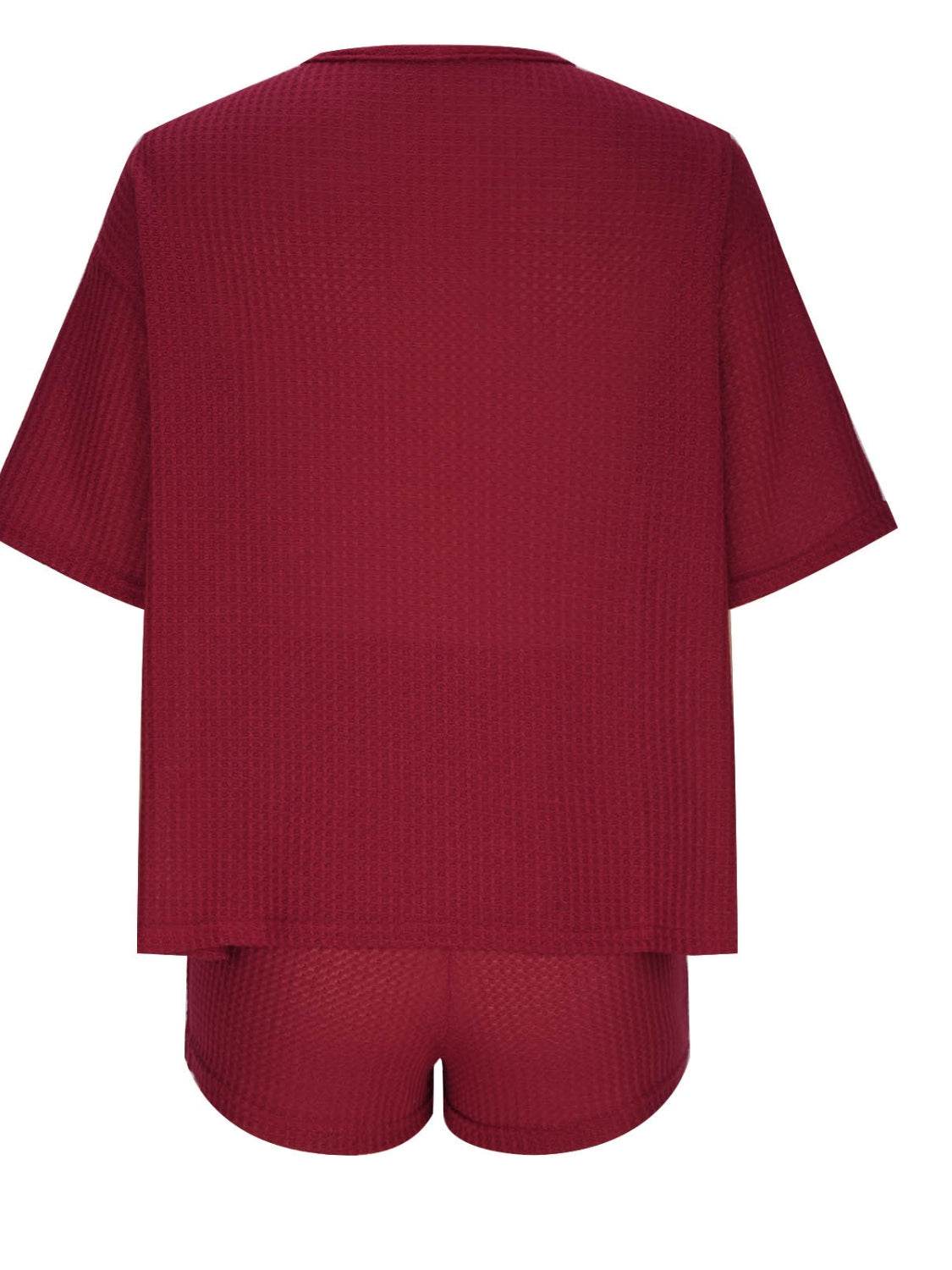 Round Neck Half Sleeve Top and Shorts Lounge Set - DaTrendStore.Com