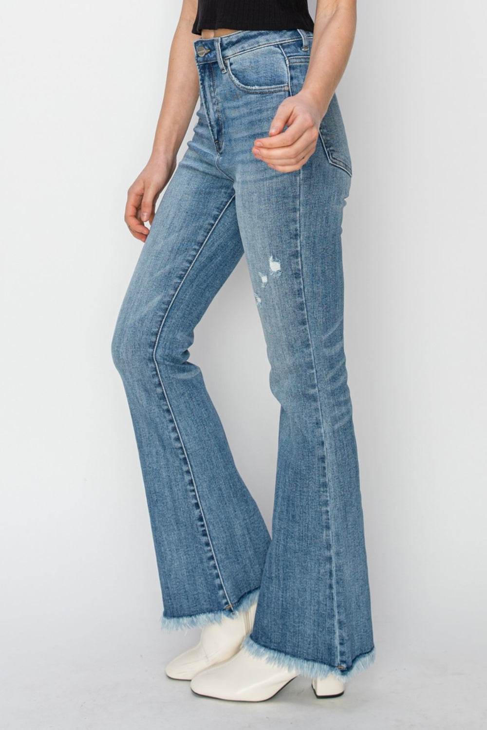 RISEN High Rise Frayed Hem Bootcut Jeans - DaTrendStore.Com