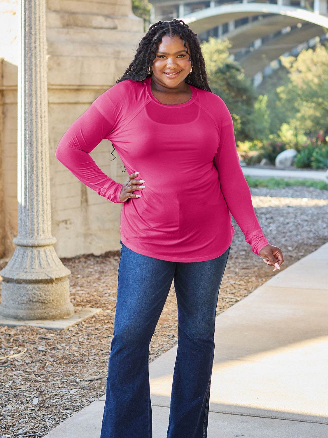 Basic Bae Full Size Round Neck Long Sleeve T-Shirt - DaTrendStore.Com