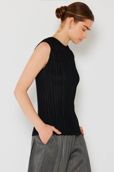 Marina West Swim Pleated Sleeveless Crewneck Tank - DaTrendStore.Com