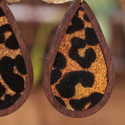 Sequin Wood Teardrop Earrings - DaTrendStore.Com