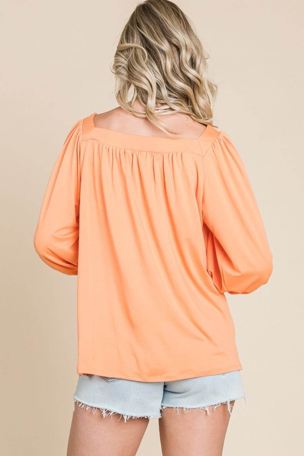 Culture Code Square Neck Puff Sleeve Top - DaTrendStore.Com