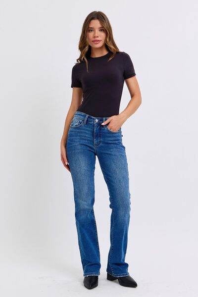 Judy Blue Full Size Run Mid-Rise Bootcut Jeans with Thermal Lining - DaTrendStore.Com