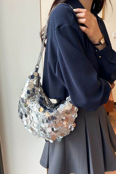 Sequin Chain Crossbody Bag - DaTrendStore.Com